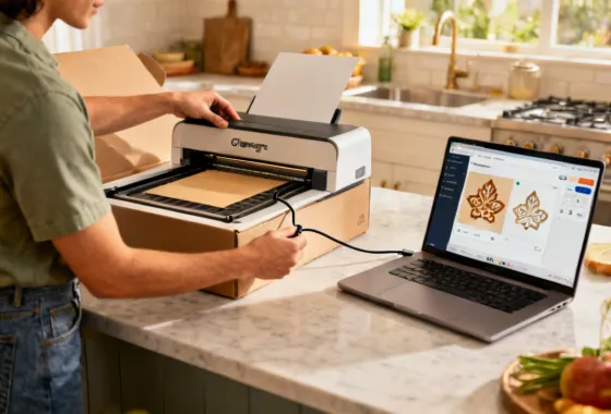 Glowforge Aura easy 4-hour setup process from unboxing to first cut