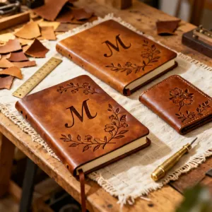 Custom laser engraved leather goods